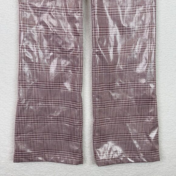 Fung Lan Flare Pants Trouser Gingham Sz 6 Pink 70's Inspired Retro Polyurethane - Picture 4 of 15